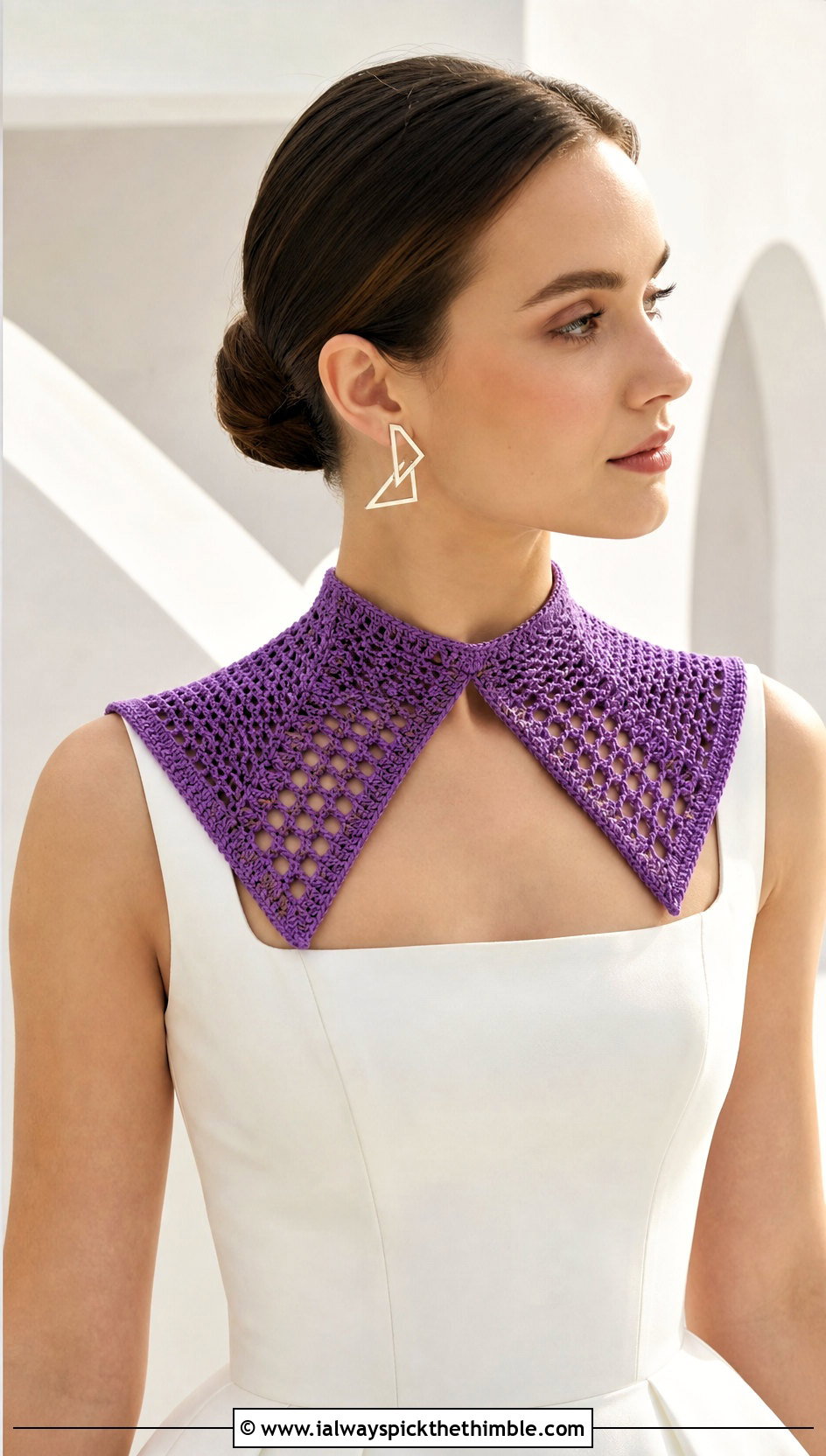 Pointed Crochet Collar With Square Neck Mikado Wedding Dress - 15 crochet collar for wedding dress diy outfit ideas