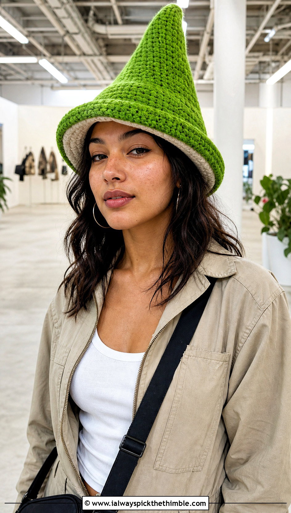 Pointed Crochet Toadstool Hat With Utility Jumpsuit - 15 Crochet Toadstool Hat outfit ideas