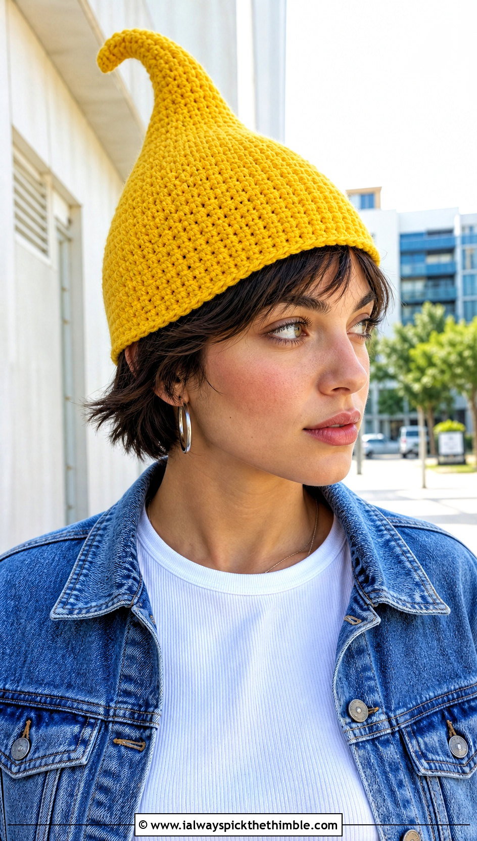 Pointed Pixie Crochet Fairy Hat With Denim Outfit - 20 Crochet Fairy Hat outfit ideas