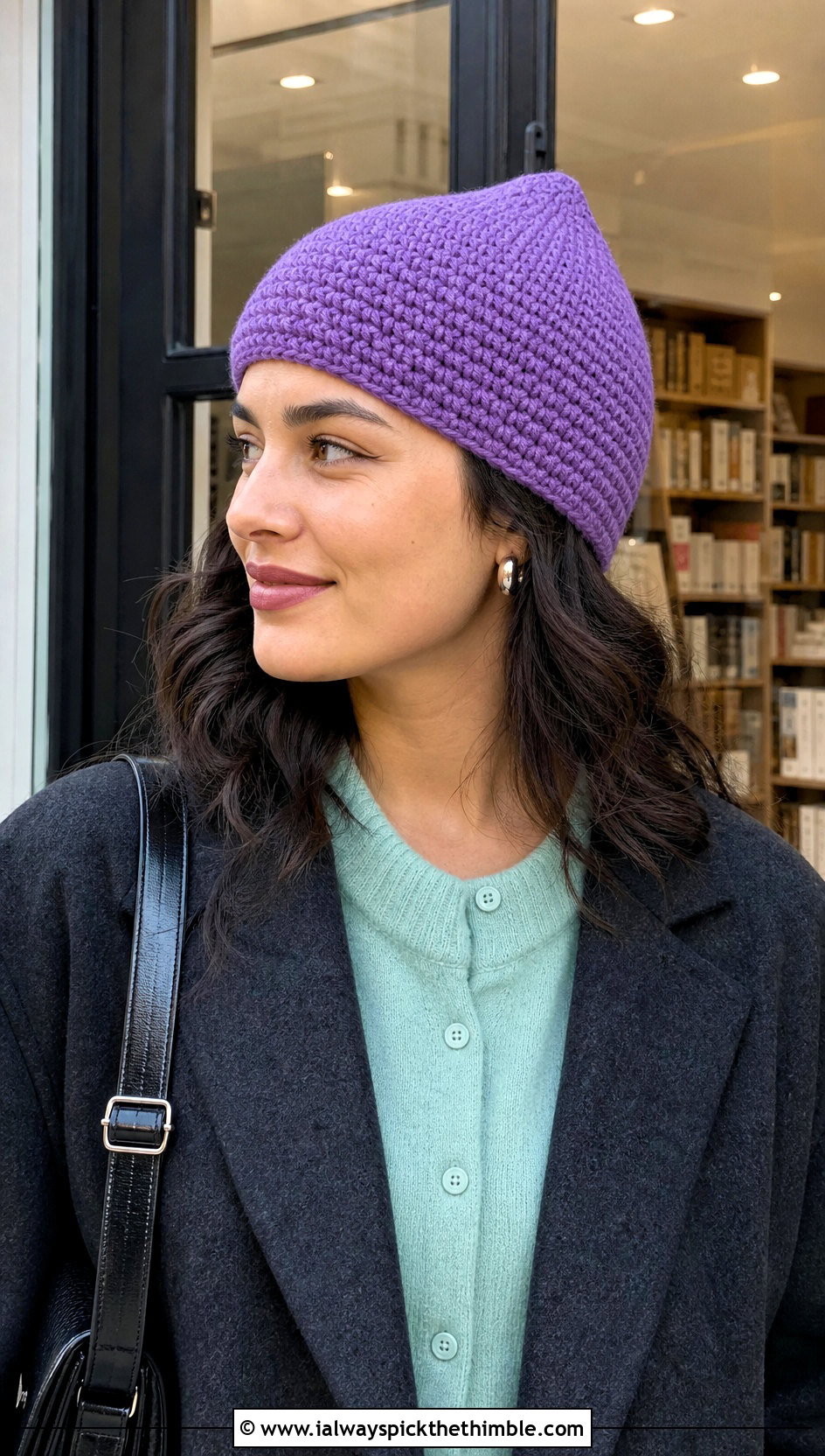 Pointed Single Crochet Beanie With Cardigan And Pleated Skirt - 25 single crochet beanie outfit ideas