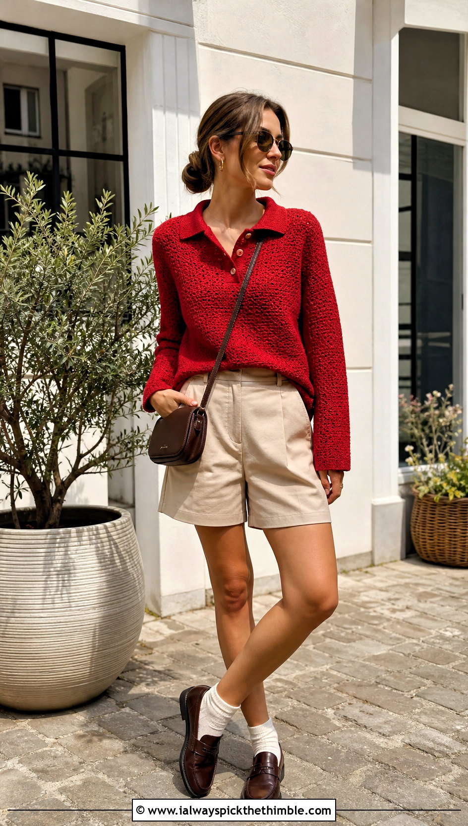 Polo Collar Mcdreamy Crochet Sweater With Bermuda Shorts - 15 Mcdreamy Crochet Sweater outfit ideas