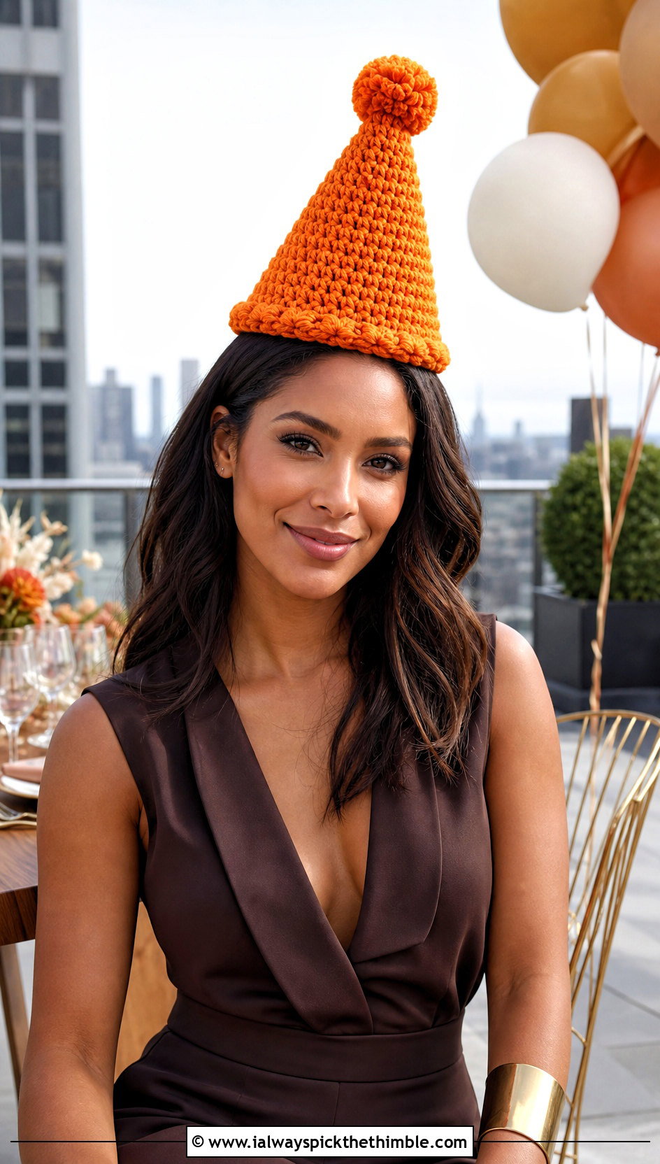 Pom Pom Cone Crochet Birthday Hat With Jumpsuit - 20 Birthday Crochet Hat outfit ideas