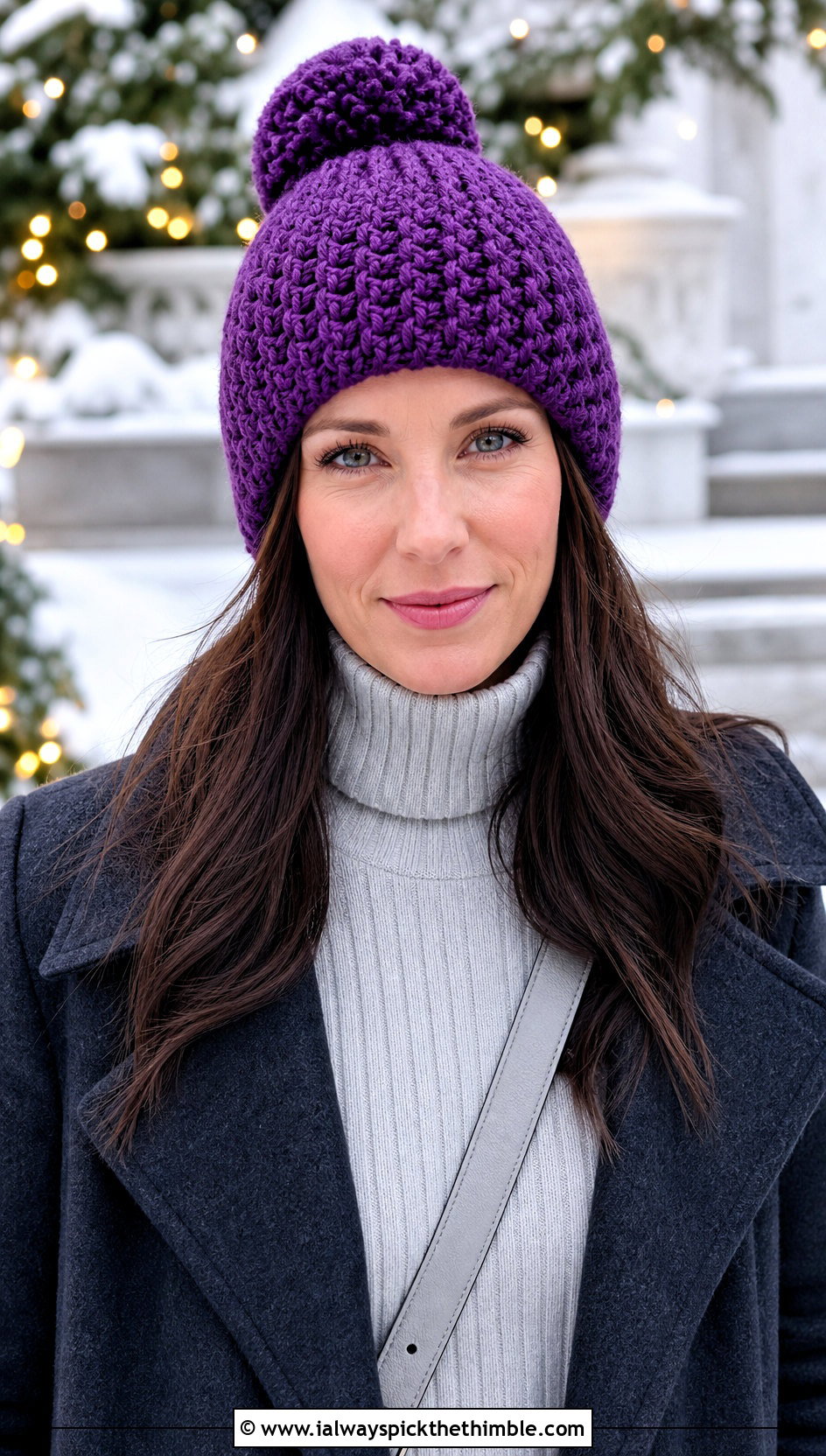 Pom Pom Crochet Beanie With Sweater Dress - 20 Kawaii Crochet Hat outfit ideas