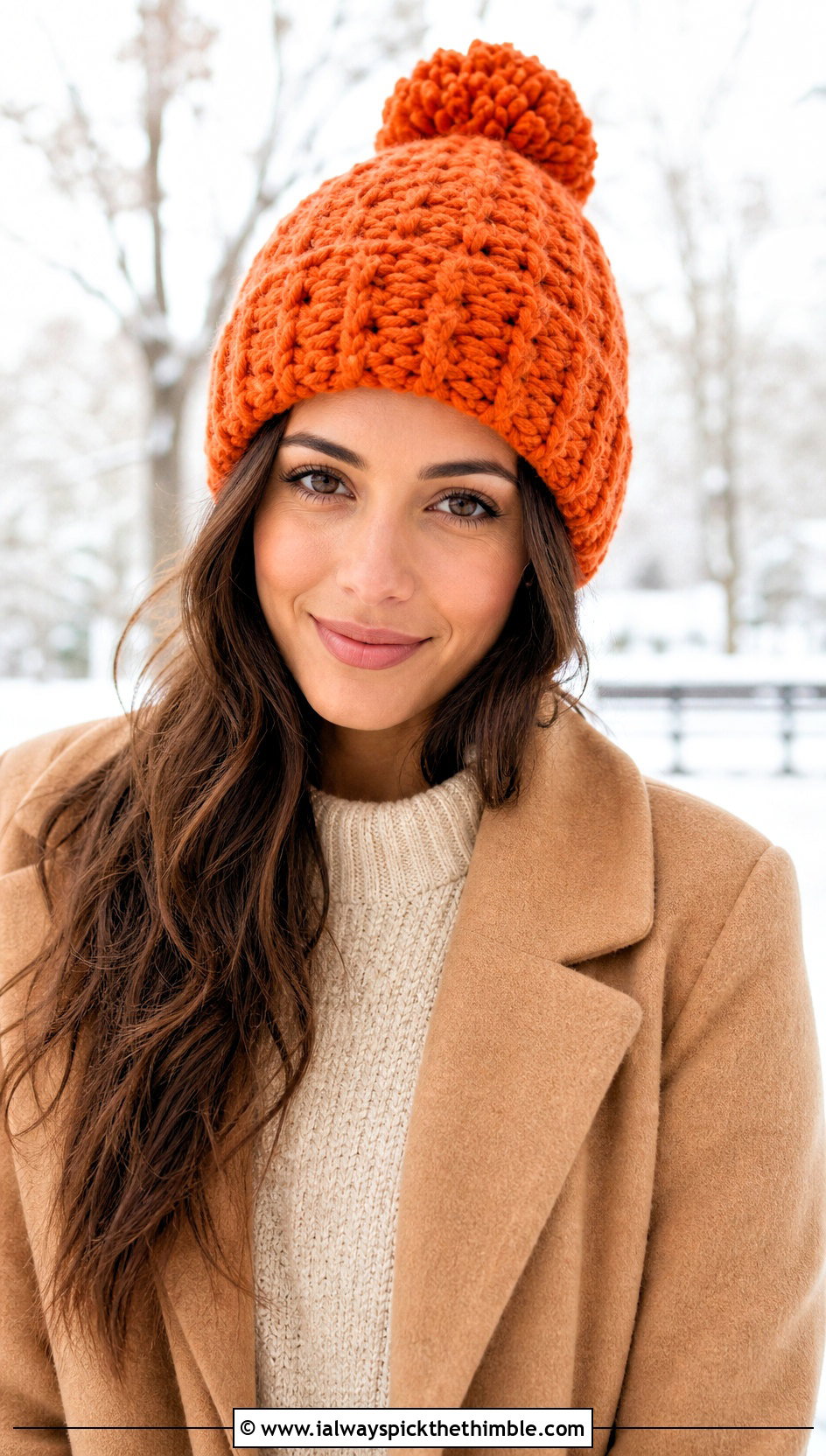 Pom Pom Crochet Beanie With Sweater Dress - 20 Women Crochet Beanie outfit ideas