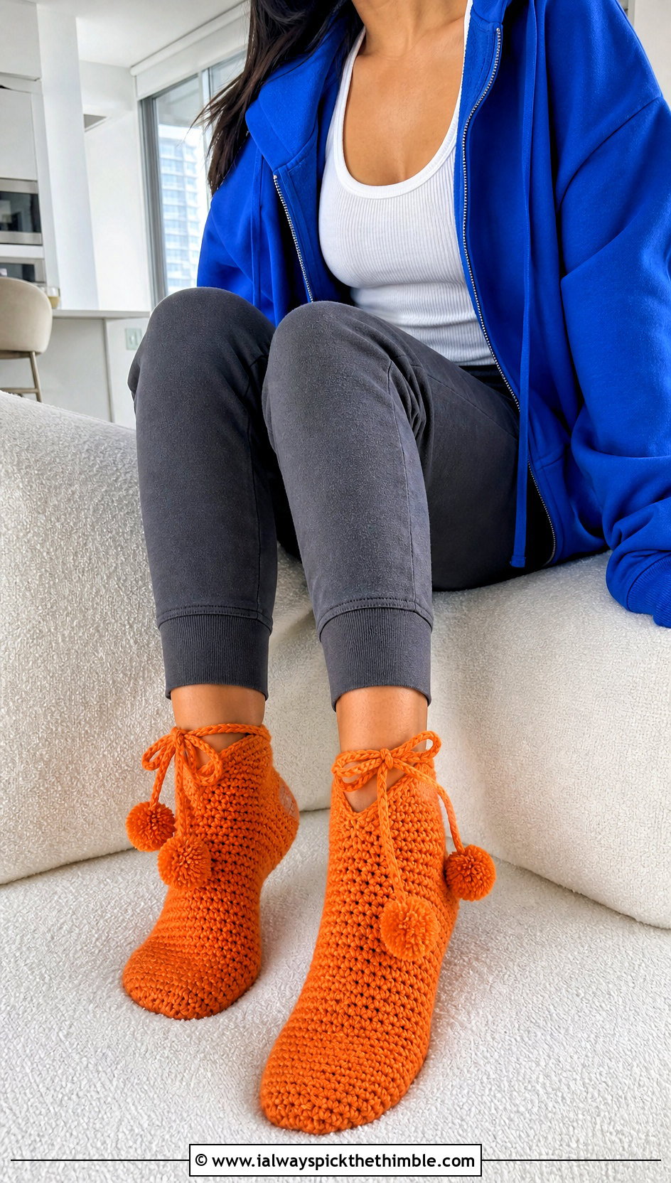 Pom Pom Crochet Bed Socks With Oversized Hoodie - 25 crochet bed socks outfit ideas