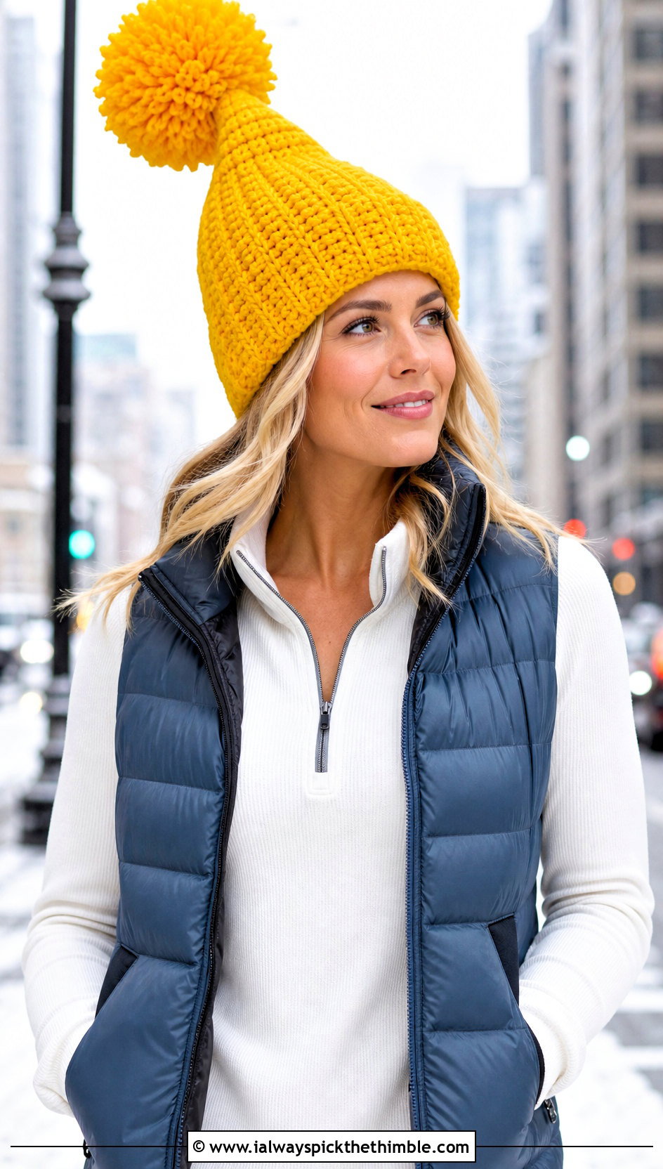 Pom Pom Crochet Cindy Lou Who Hat With Puffer Vest - 20 Crochet Cindy Lou Who Hat outfit ideas