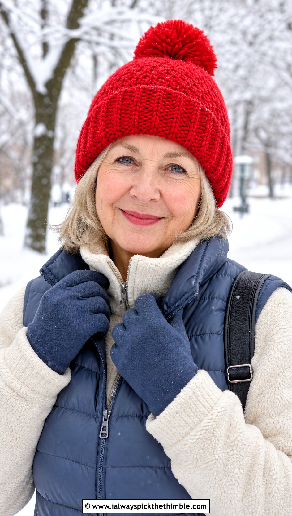Pom Pom Crochet Hat With Puffer Vest - 20 Crochet Hat For Grandma outfit ideas