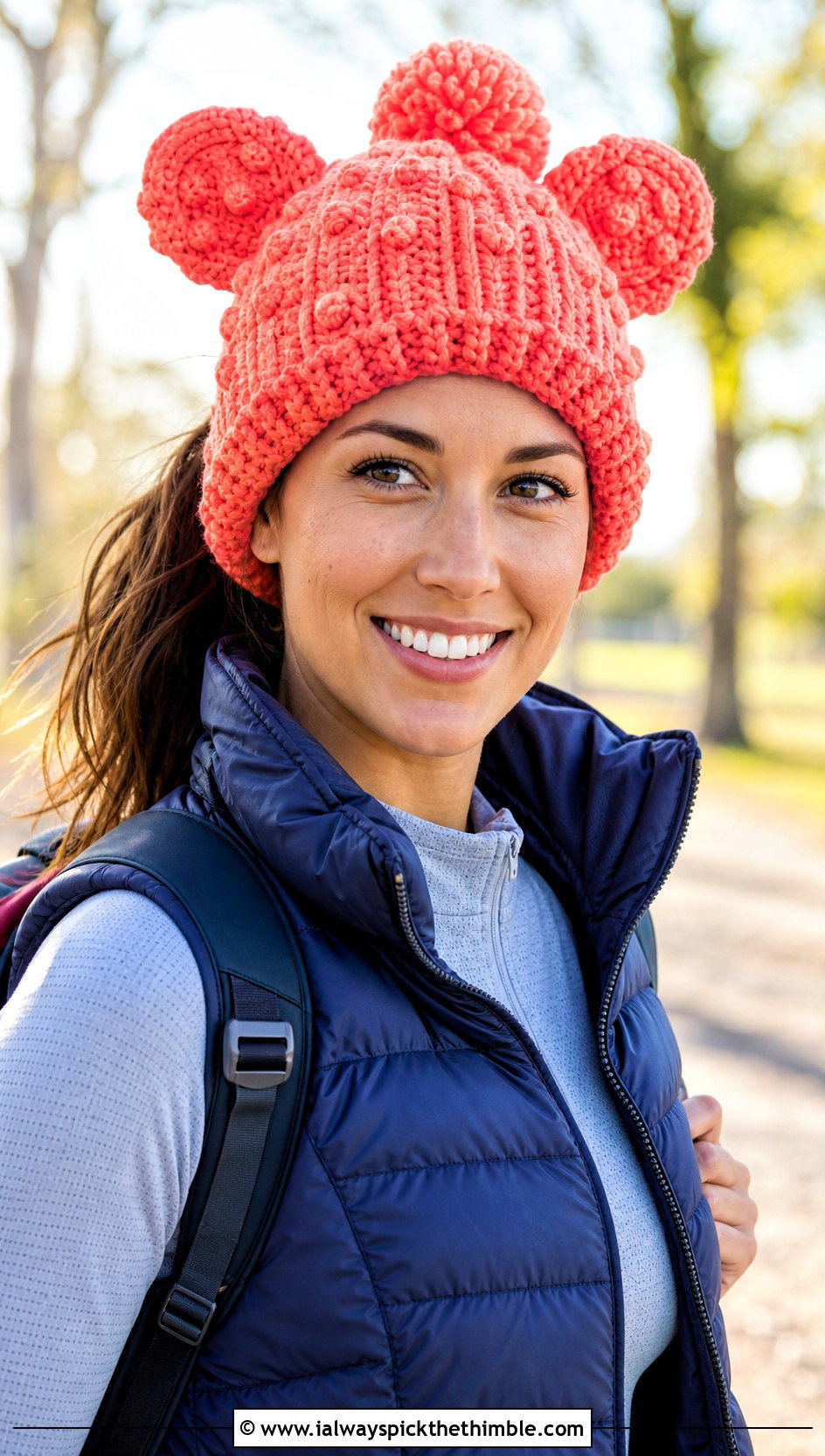 Pom Pom Dobby Crochet Beanie With Puffer Vest And Joggers - 20 dobby crochet hat outfit ideas