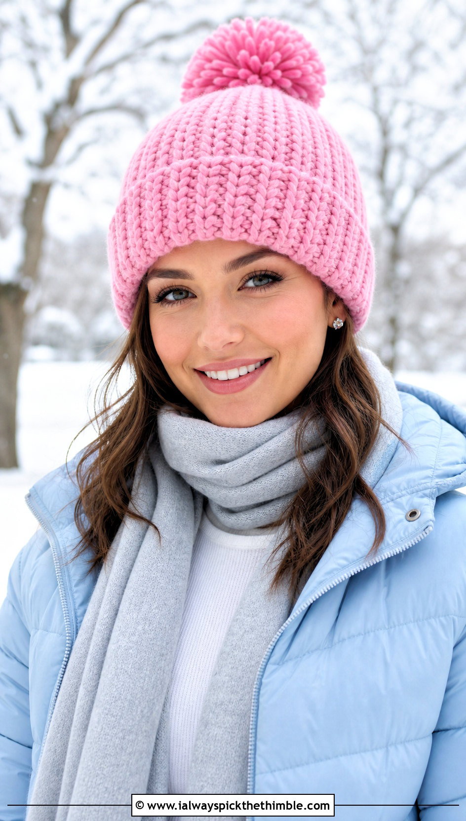 Pom Pom Fold Up Brim Crochet Hat With Puffer Jacket - 15 Crochet Hat With Fold Up Brim outfit ideas
