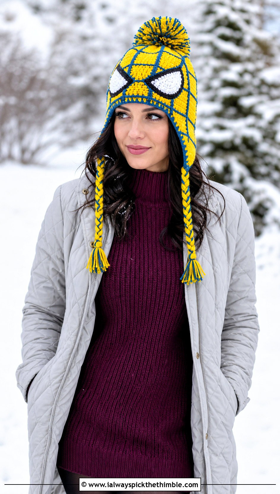 Pom Pom Mayday Crochet Beanie With Sweater Dress - 20 mayday crochet beanie outfit ideas
