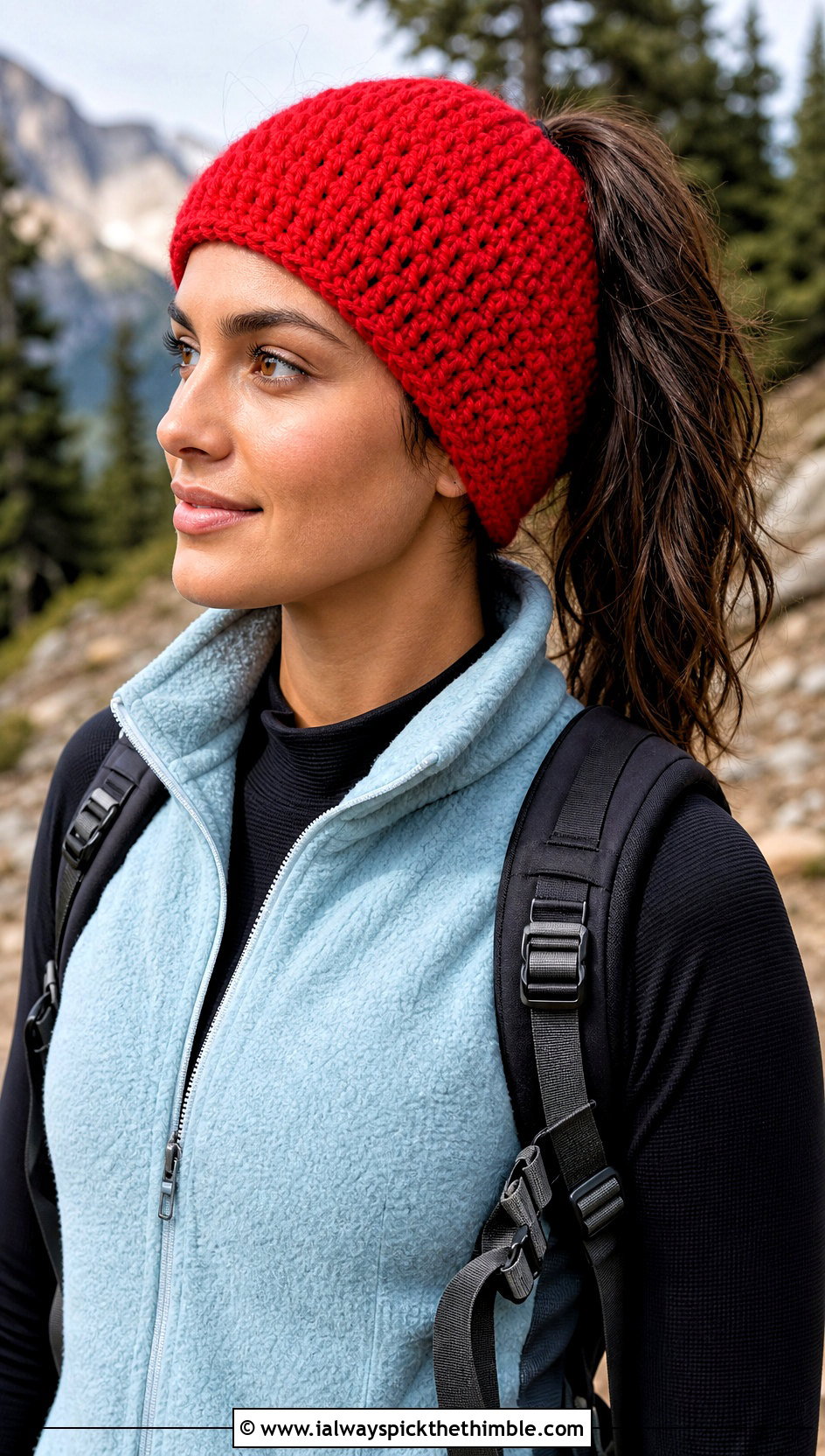 Ponytail Single Crochet Beanie With Fleece Vest And Leggings - 25 single crochet beanie outfit ideas