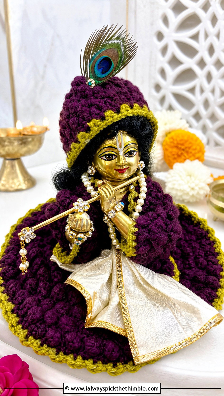 Popcorn Stitch Crochet Krishna Dress With Wool Cap - 25 crochet krishna dress outfit ideas