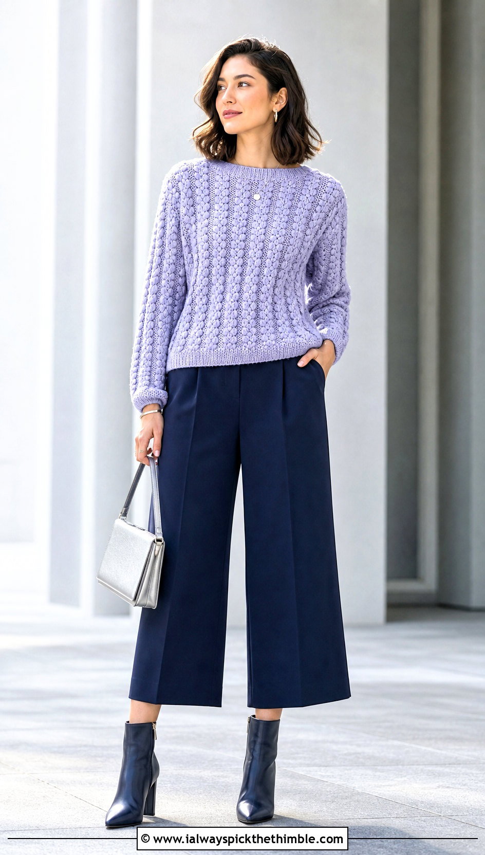 Post Shell Stitch Crochet Sweater With Culottes - 20 Shell Stitch Crochet Sweater outfit ideas