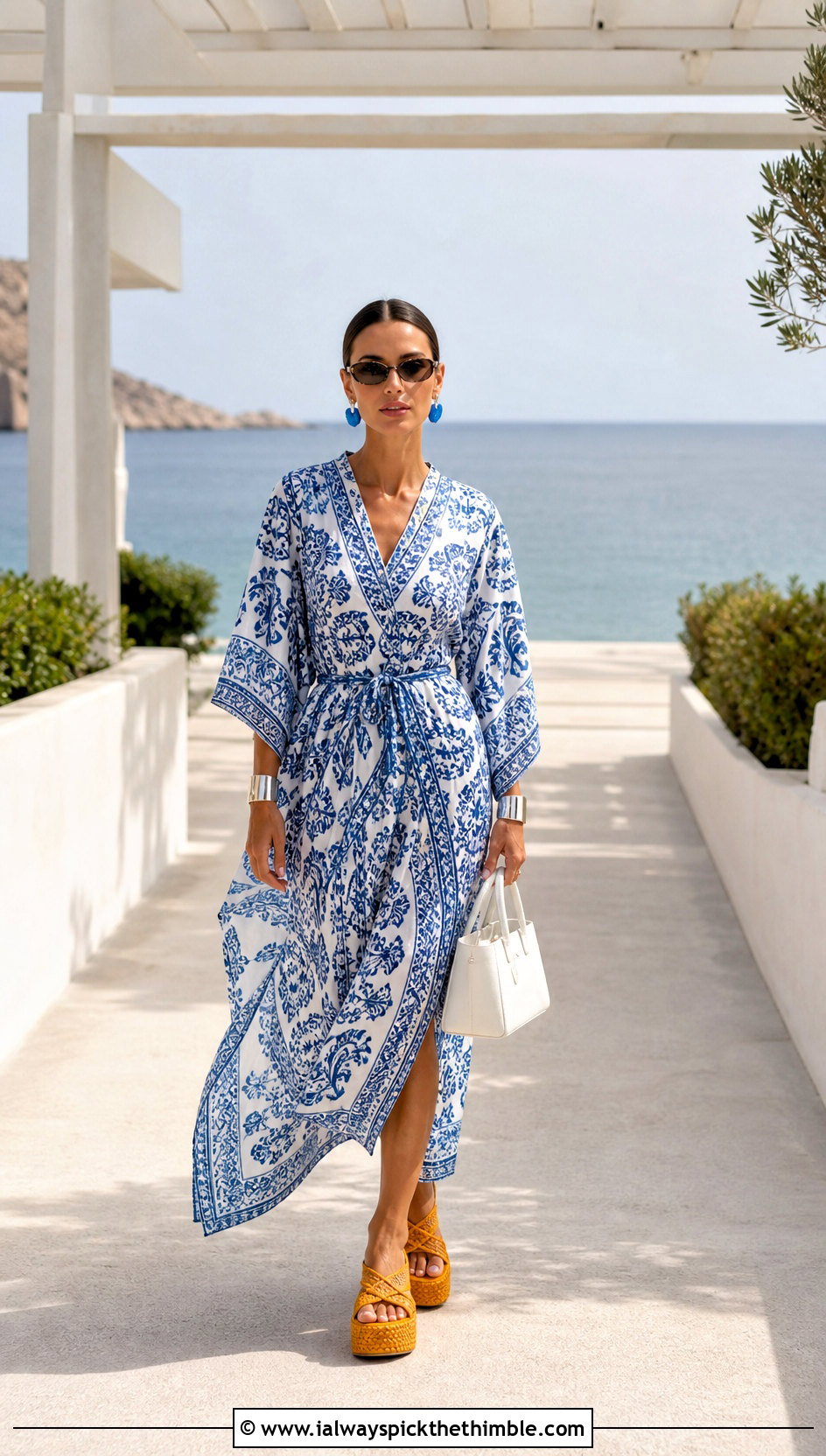 Prada Crochet Crisscross Sandals With Kaftan Dress - 20 prada crochet sandals outfit ideas