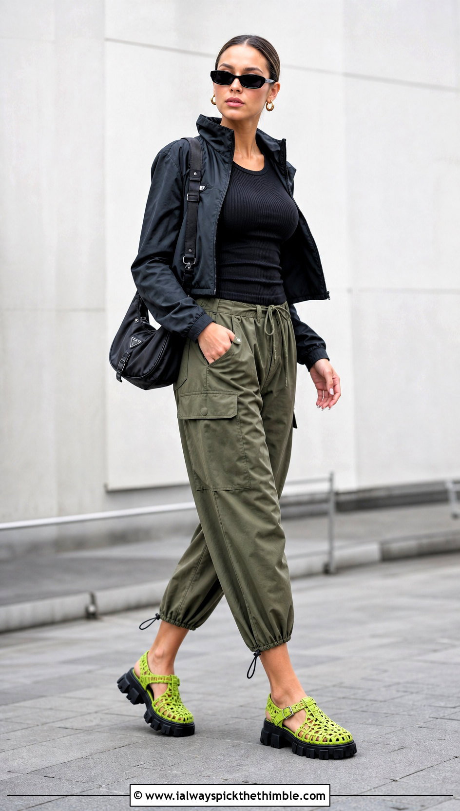 Prada Monolith Crochet Cage Sandals With Cargo Pants - 15 prada crochet shoes outfit ideas