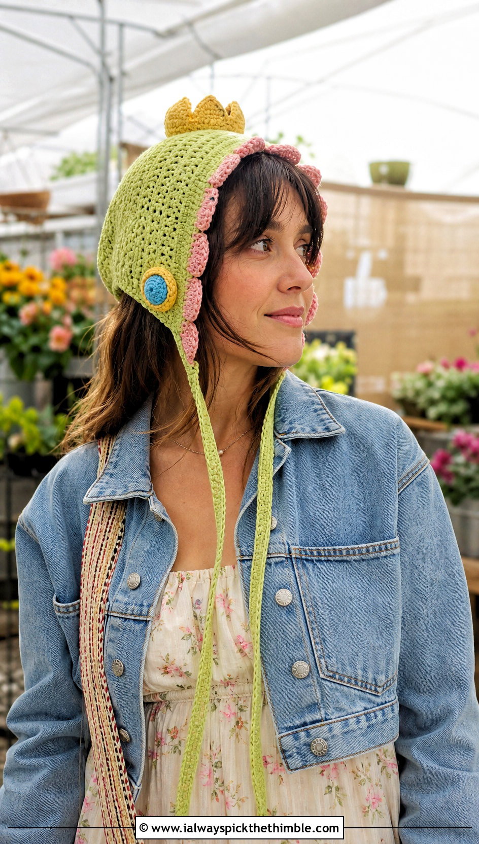Princess Peach Crochet Bonnet With Prairie Dress - 20 Princess Peach Crochet Hat outfit ideas