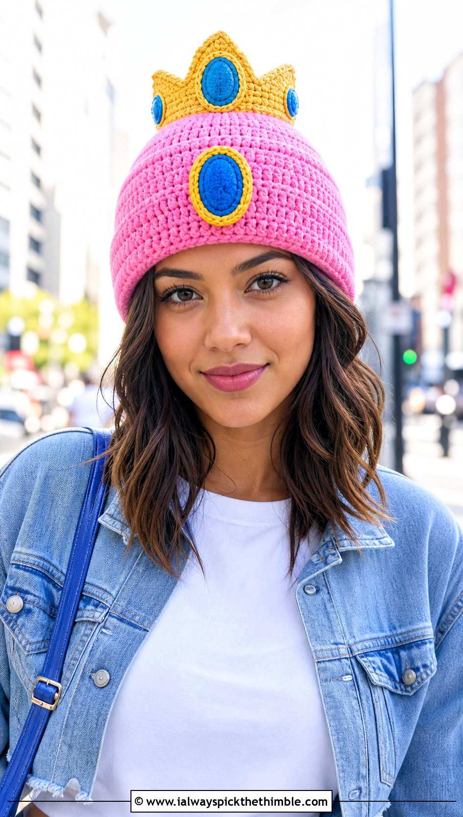 Princess Peach Crochet Crown Beanie With Jeans - 20 Princess Peach Crochet Hat outfit ideas