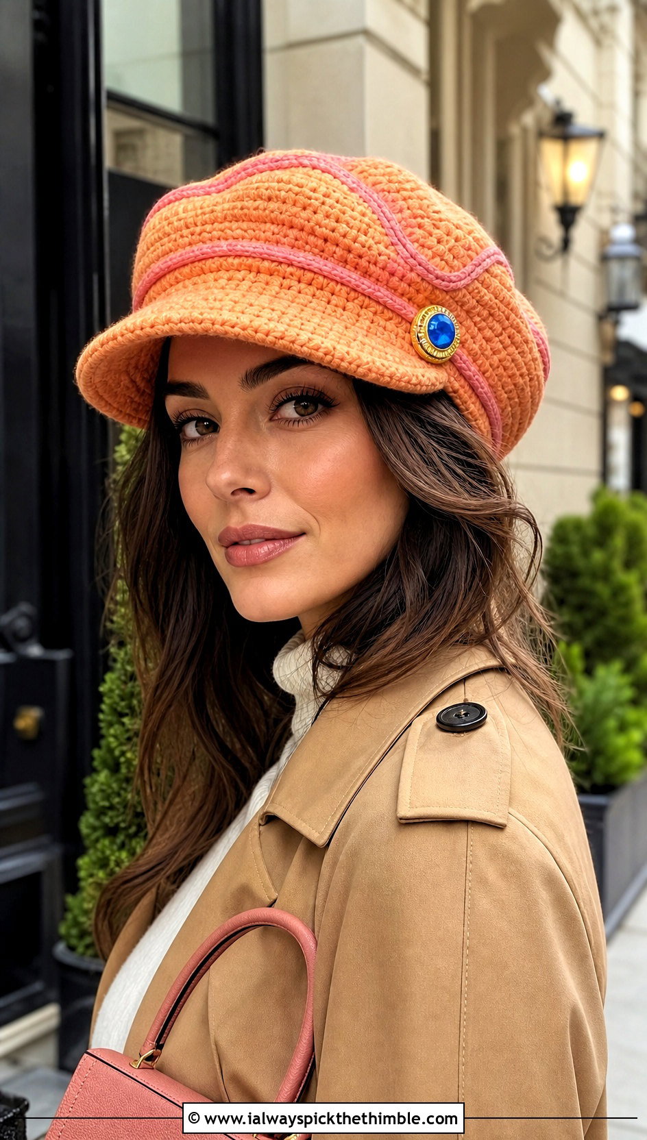 Princess Peach Crochet Newsboy Cap With Trench Coat - 20 Princess Peach Crochet Hat outfit ideas