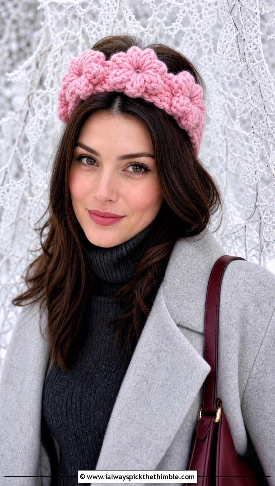 Puff Flower Crochet Headband With Sweater Dress - 15 crochet flower headband on lace background outfit ideas