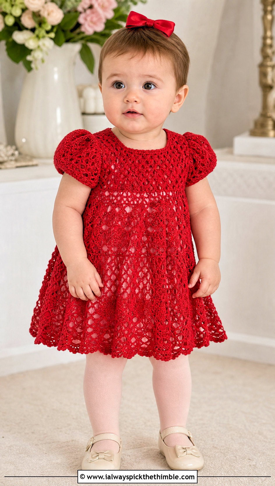 Puff Sleeve Crochet Blessing Dress With Patent Shoes - 15 Crochet Blessing Dress outfit ideas