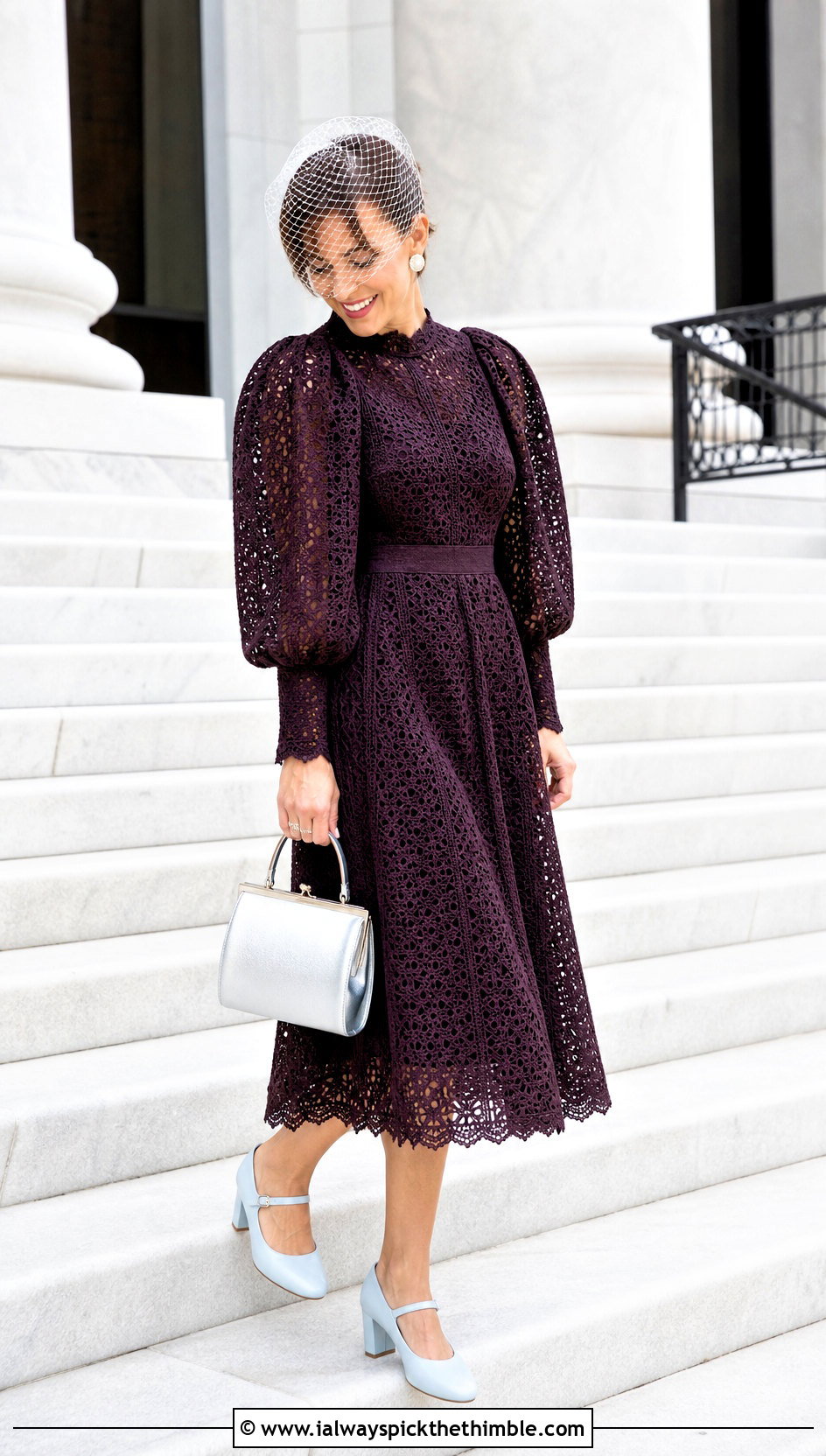 Puff Sleeve Crochet Tea Length Wedding Dress - 15 long sleeve crochet wedding dress outfit ideas