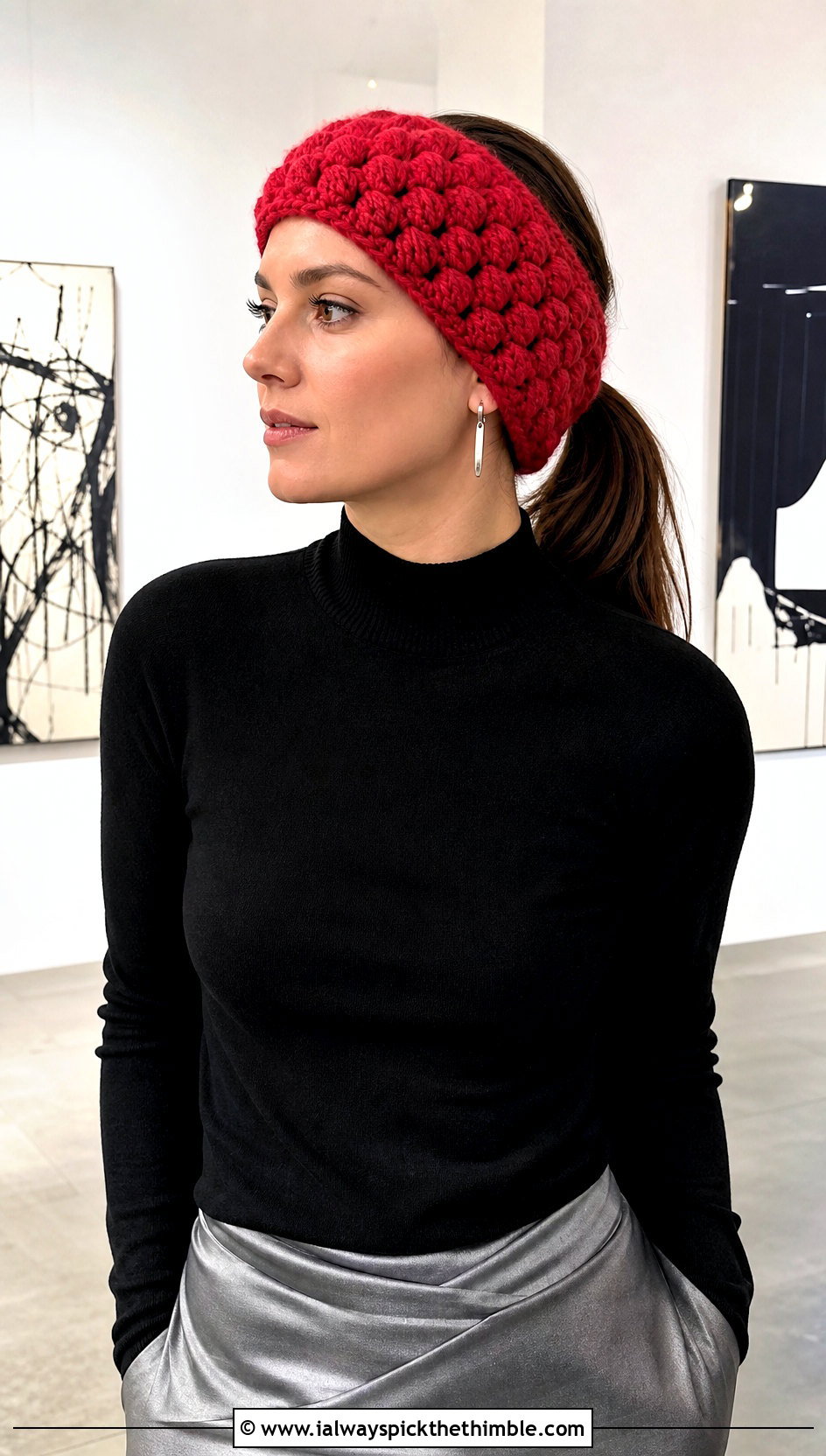 Puff Stitch Bulky Yarn Crochet Ear Warmer With Satin Skirt - 20 Bulky Yarn Crochet Ear Warmer outfit ideas