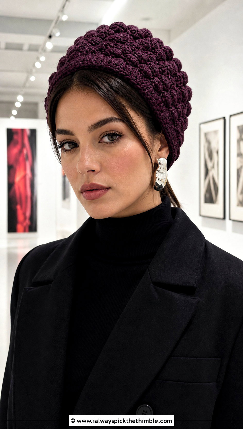 Puff Stitch Crochet Beanie With Satin Skirt - 20 Women Crochet Beanie outfit ideas