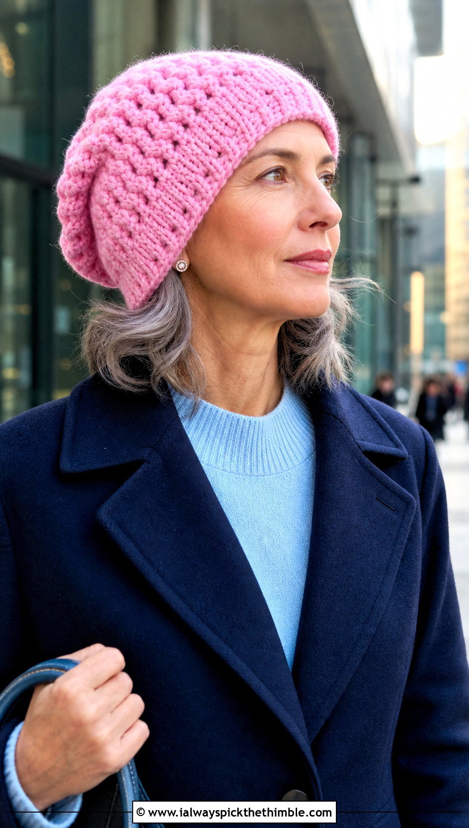 Puff Stitch Crochet Slouch Beanie With Wool Coat - 25 crochet slouch beanie outfit ideas