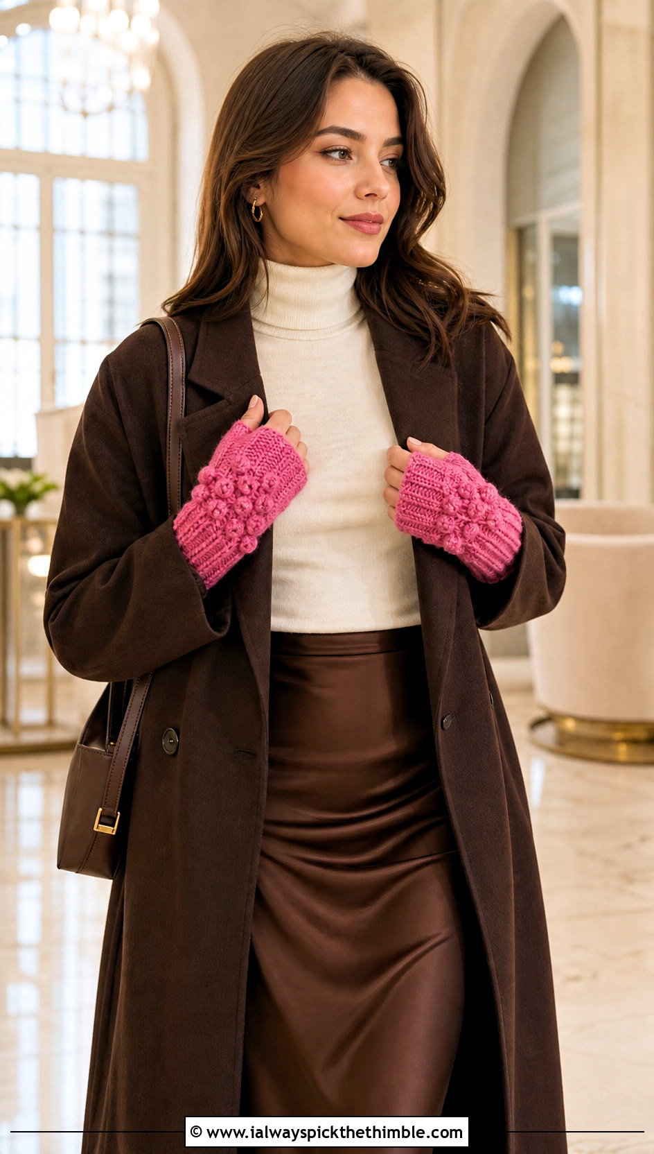 Puff Stitch Fingerless Gloves With Satin Skirt - 20 Crochet Fingerless Gloves Bulky Yarn outfit ideas