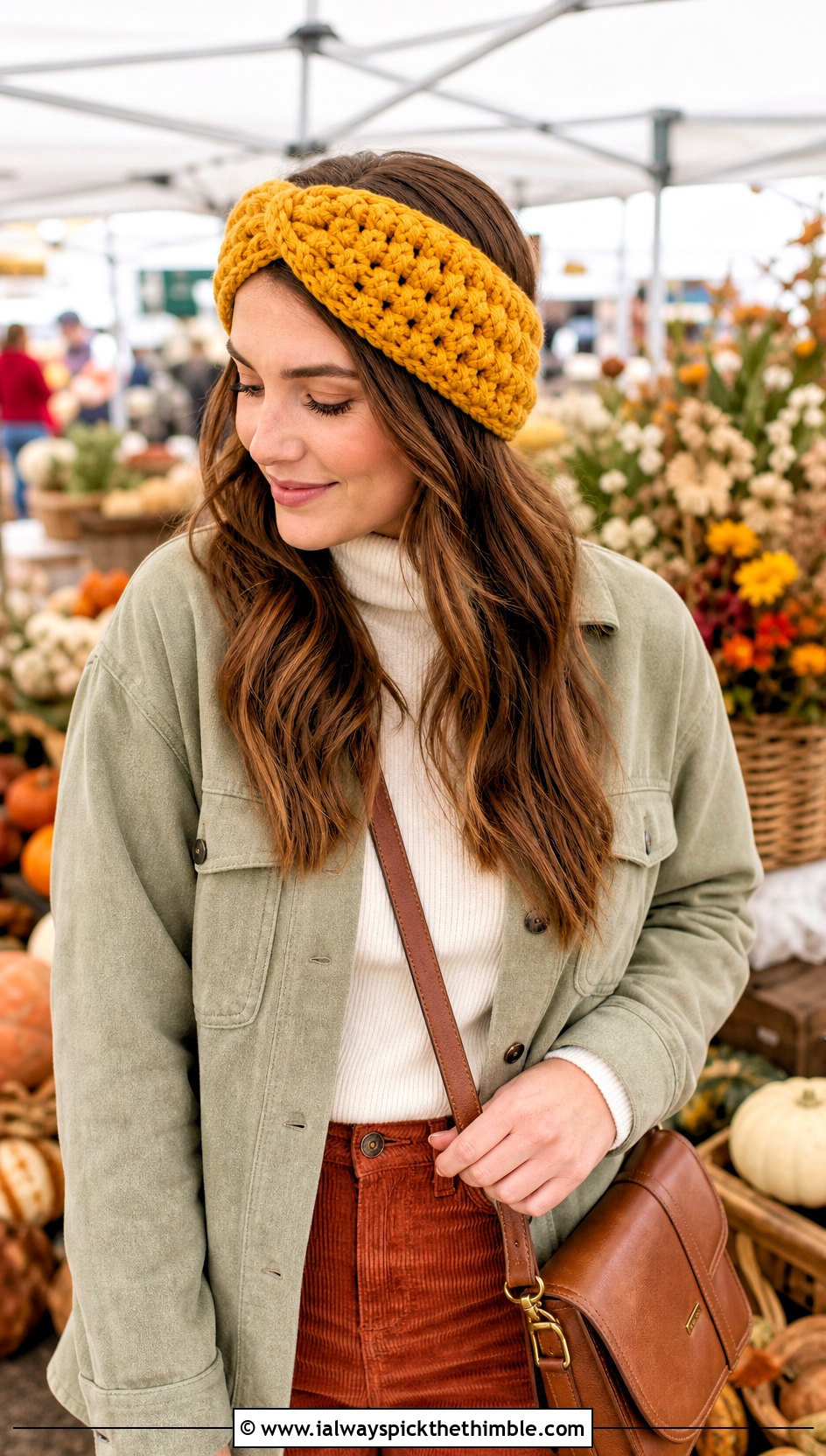 Puff Stitch Velvet Twist Crochet Headband With Shacket And Corduroy Pants - 20 Velvet Twist Crochet Headband outfit ideas