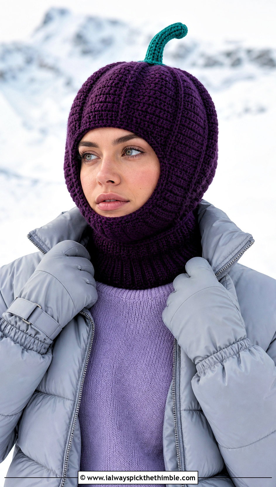 Pumpkin Balaclava Hat With Ski Jacket - 15 Crocheted Pumpkin Hat outfit ideas