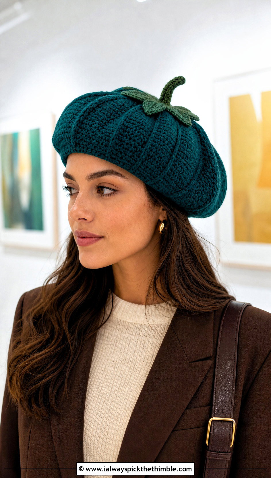 Pumpkin Beret With Tailored Blazer - 25 crochet pumpkin hat outfit ideas
