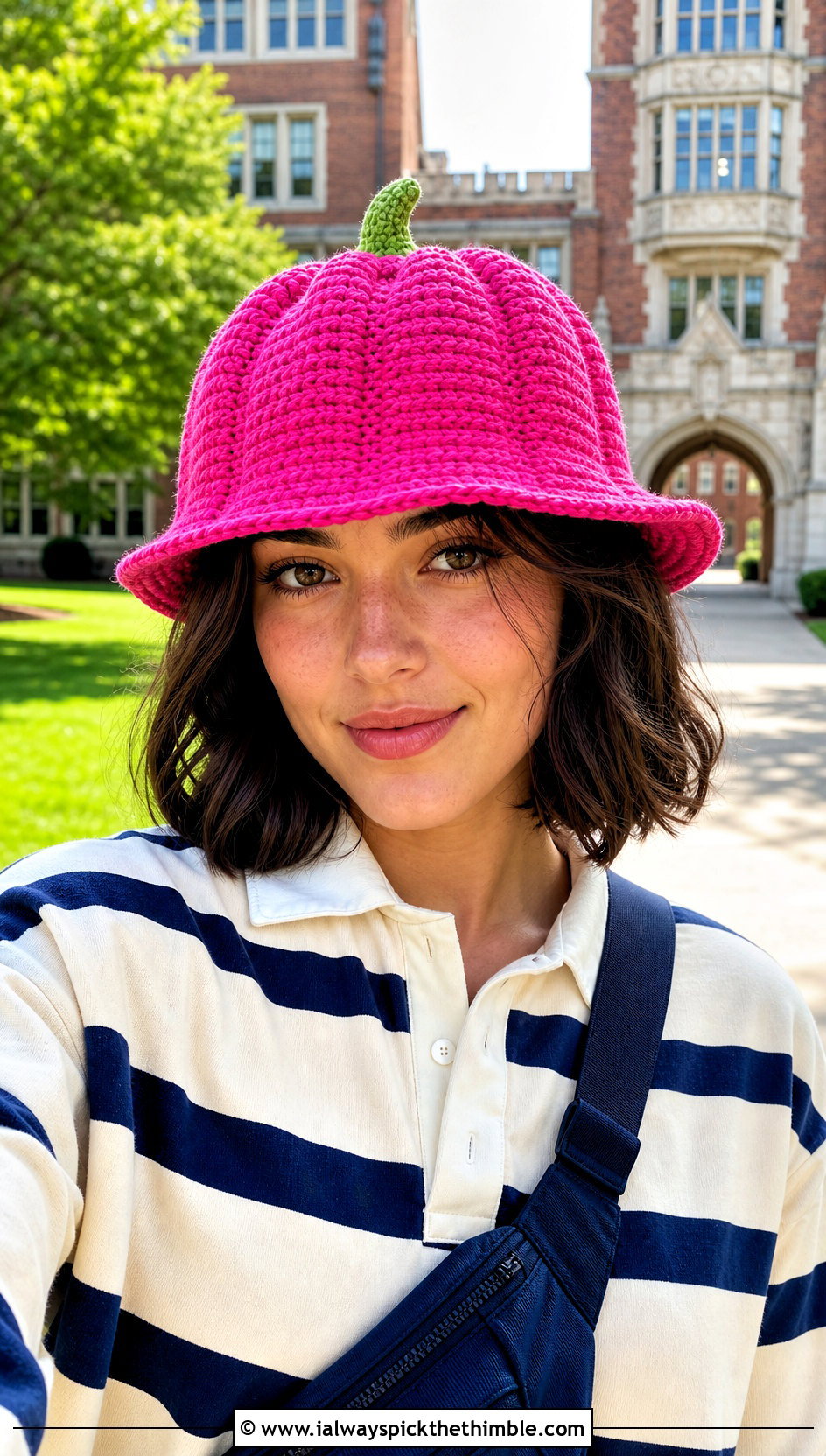 Pumpkin Bucket Hat With Rugby Shirt - 25 crochet pumpkin hat outfit ideas