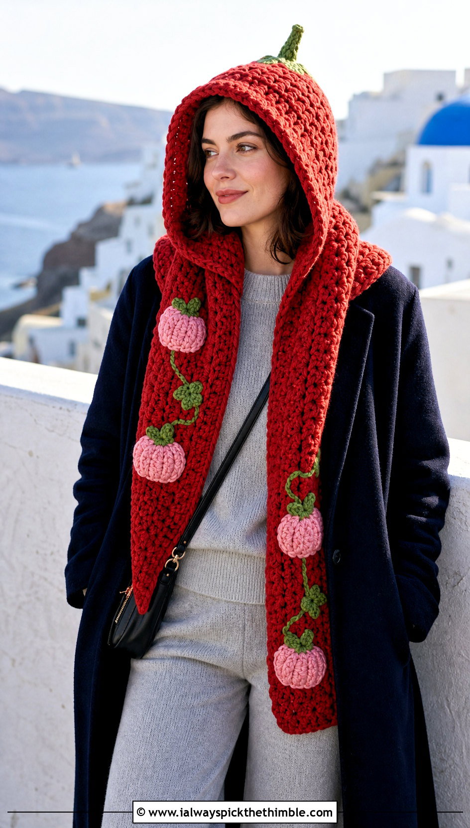 Pumpkin Crochet Hooded Scarf With Knit Pants - 15 crochet pumpkin scarf outfit ideas