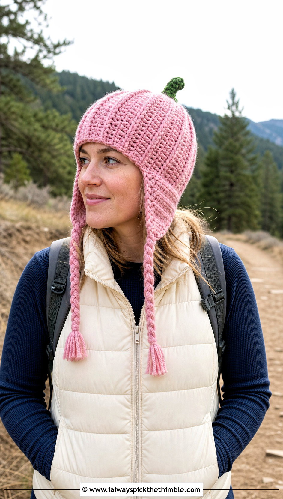 Pumpkin Earflap Hat With Puffer Vest - 25 crochet pumpkin hat outfit ideas