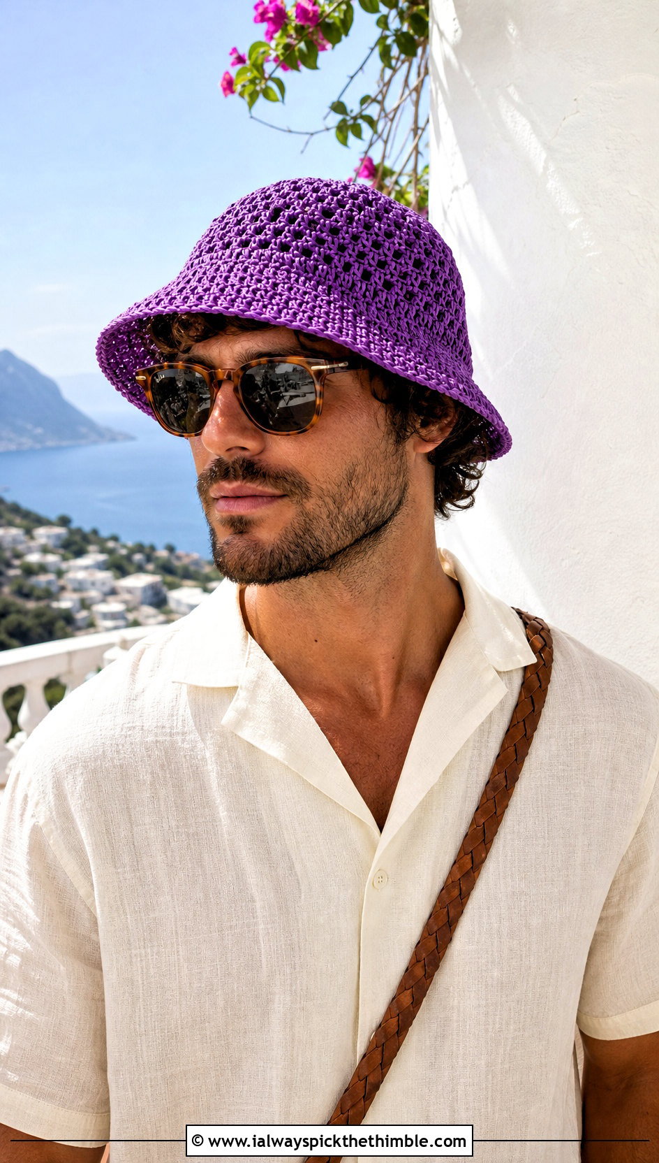 Raffia Crochet Bucket Hat With Linen Shirt And Drawstring Pants - 15 men's crochet bucket hat outfit ideas