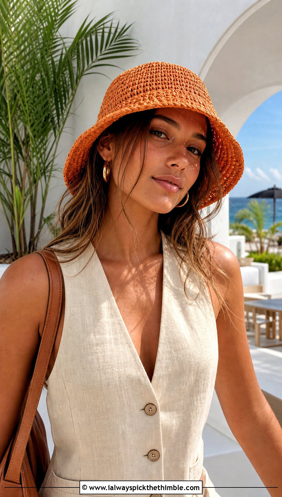 Raffia Crochet Fisherman Hat With Vest And Shorts - 25 crochet fisherman hat outfit ideas