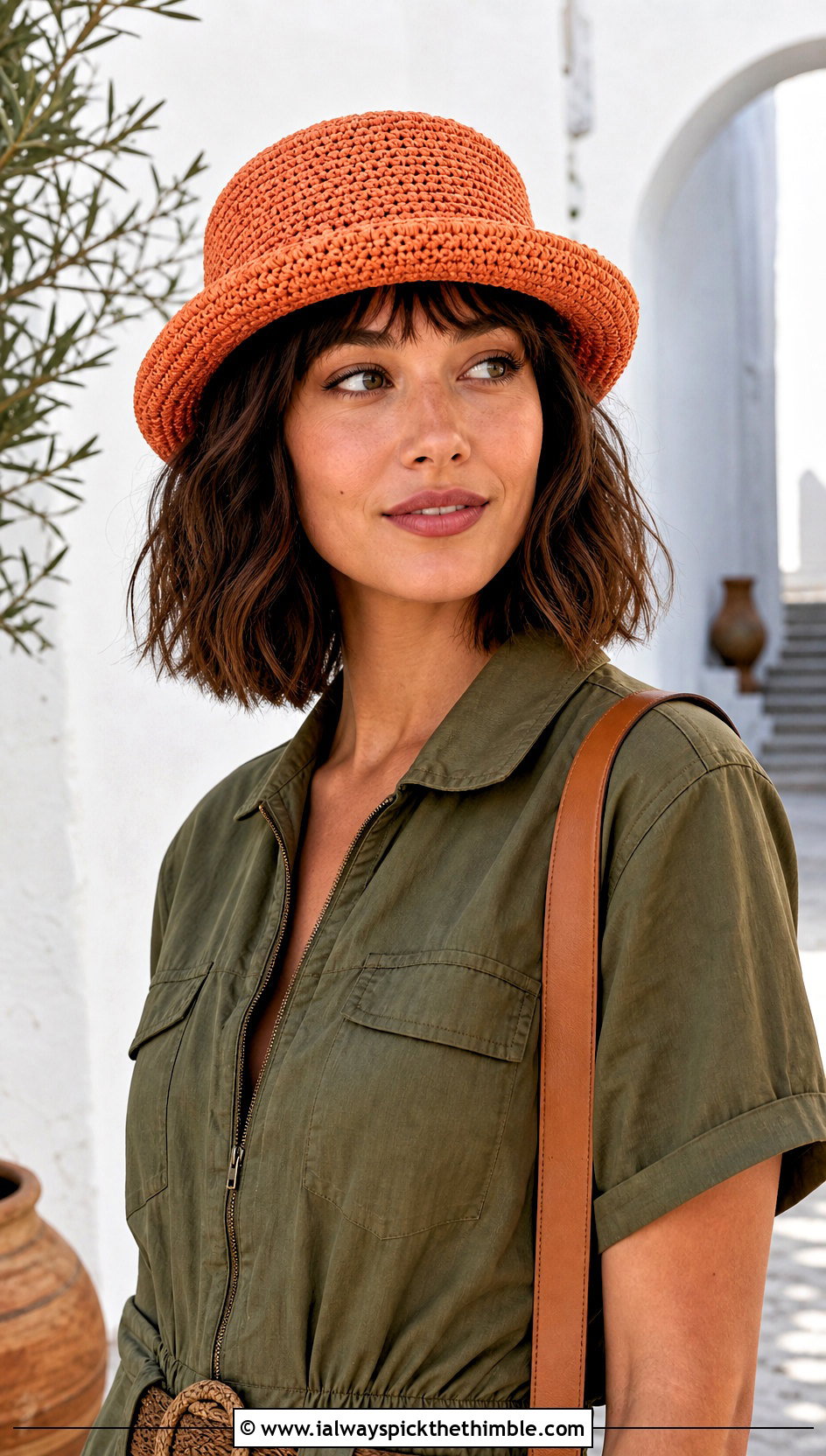 Raffia Crochet Pork Pie Hat With Utility Jumpsuit - 20 crochet pork pie hat outfit ideas