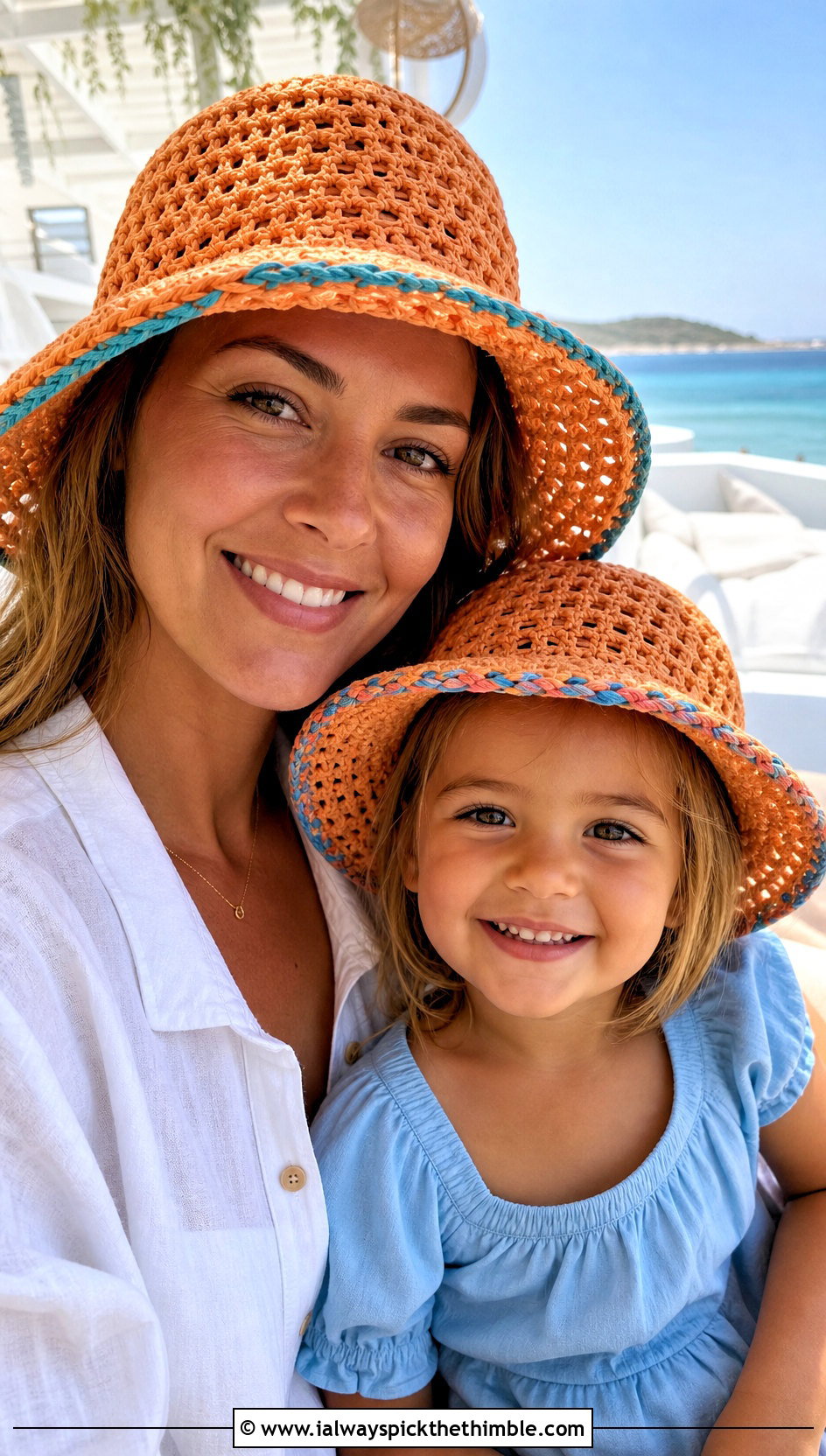 Raffia Crochet Sun Hat With Linen Vacation Outfits - 20 crochet mommy and me hats outfit ideas