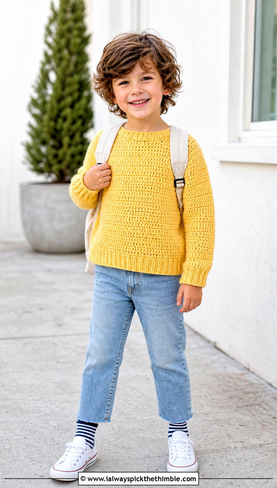 Raglan Crochet 5T Sweater With Jeans And Sneakers - 15 crochet 5t sweater outfit ideas