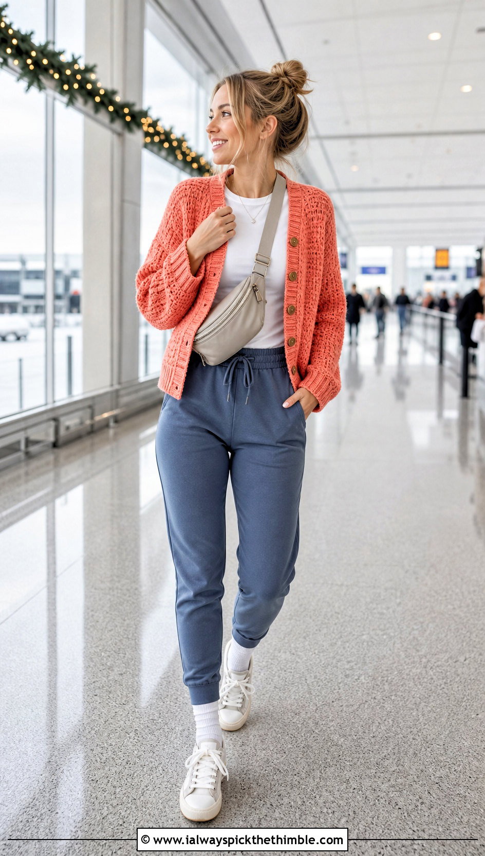 Raglan Crochet Cardigan With Joggers And Sneakers - 20 crochet winter cardigan outfit ideas