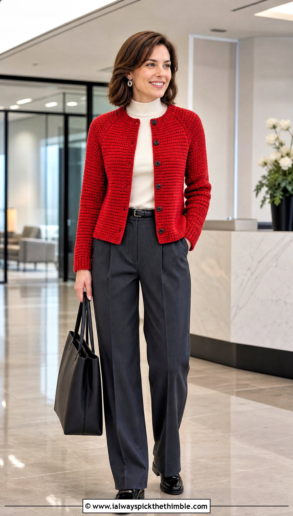 Raglan Crochet Cardigan With Pleated Trousers - 20 witchy crochet cardigan outfit ideas
