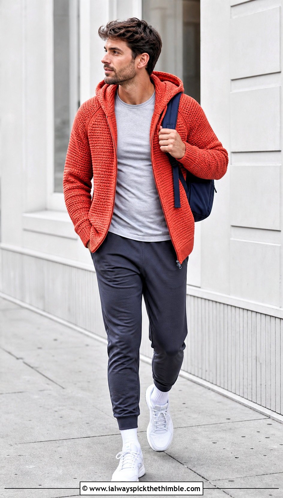 Raglan Crochet Hoodie With Tapered Joggers - 25 crochet hoodie for men outfit ideas