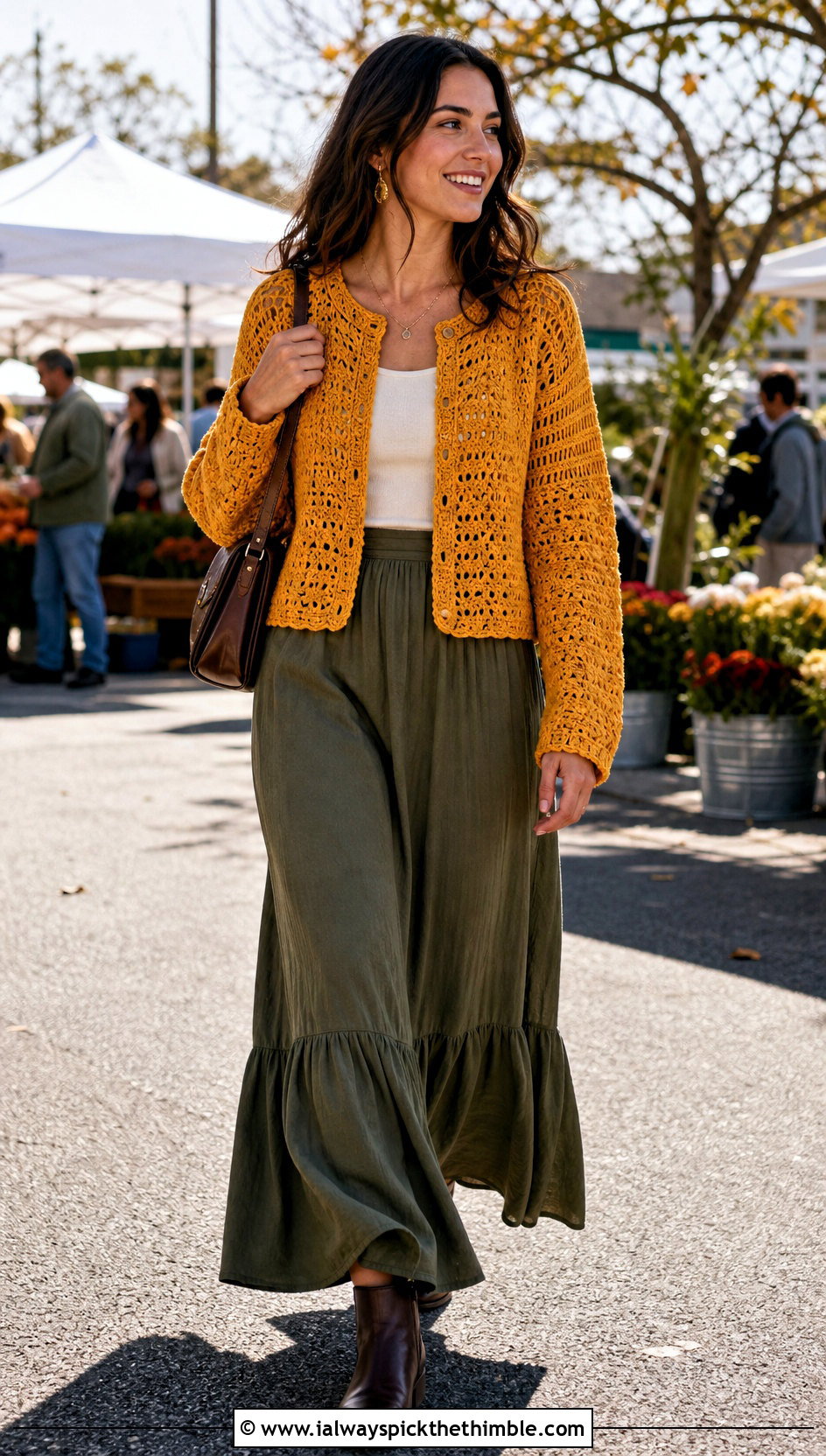 Raglan Crochet Long Sleeve Cardigan With Maxi Skirt - 20 Crochet Long Sleeve Cardigan outfit ideas