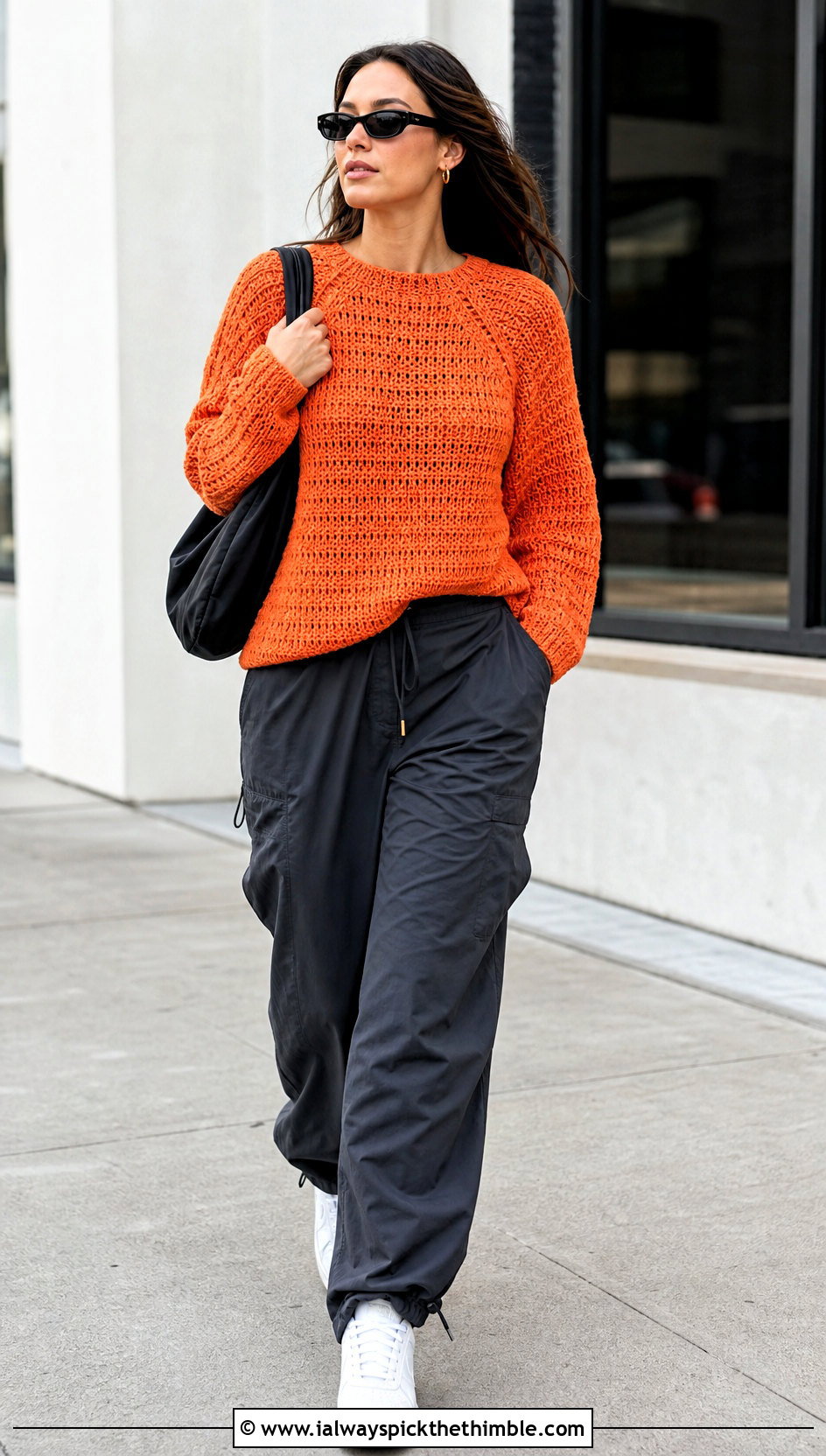 Raglan Crochet Sweater With Parachute Pants - 20 Crochet For Sweaters For Women outfit ideas