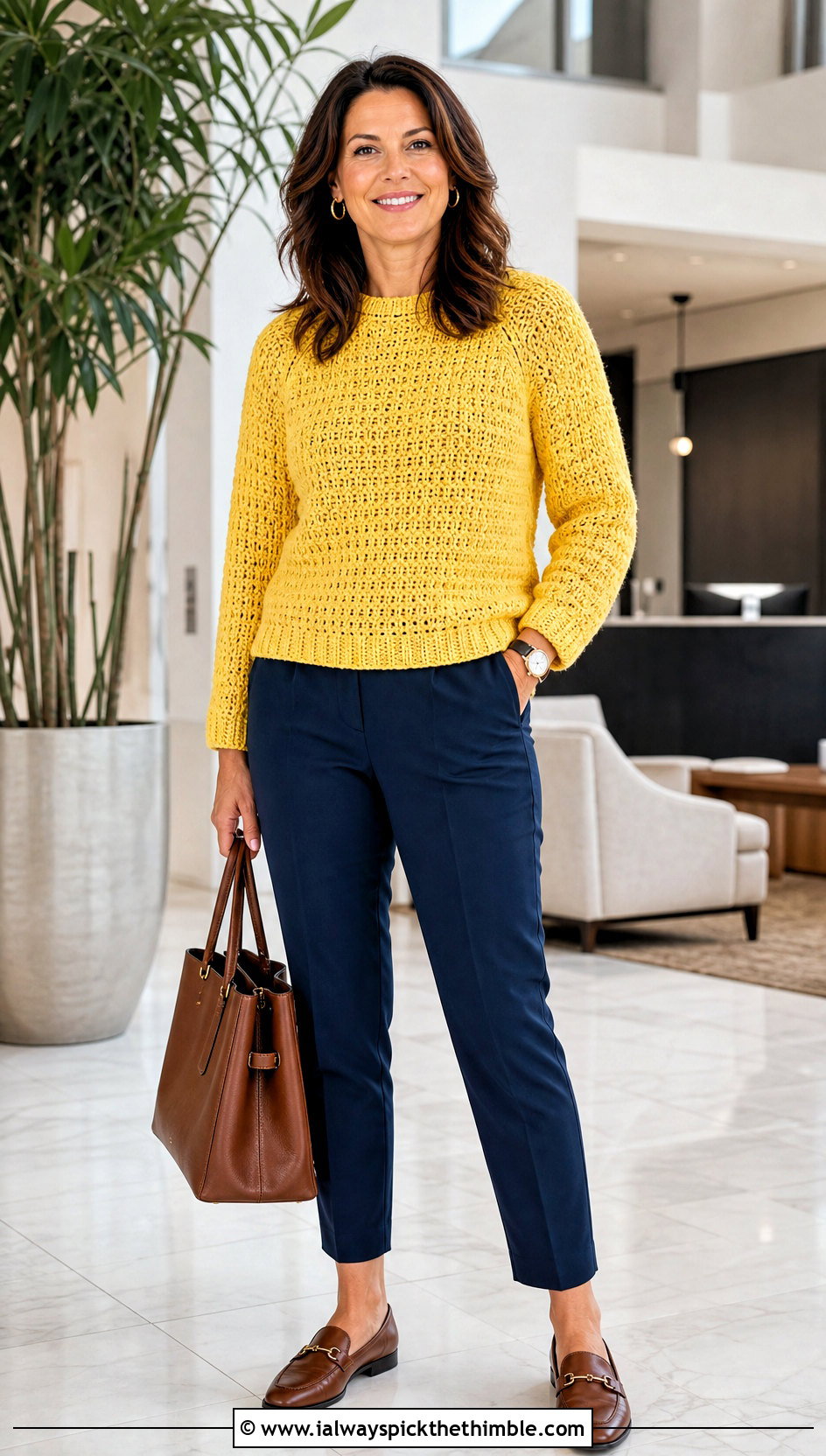 Raglan Crochet Sweater With Tailored Ankle Pants - 15 Crochet Comfy Sweater outfit ideas