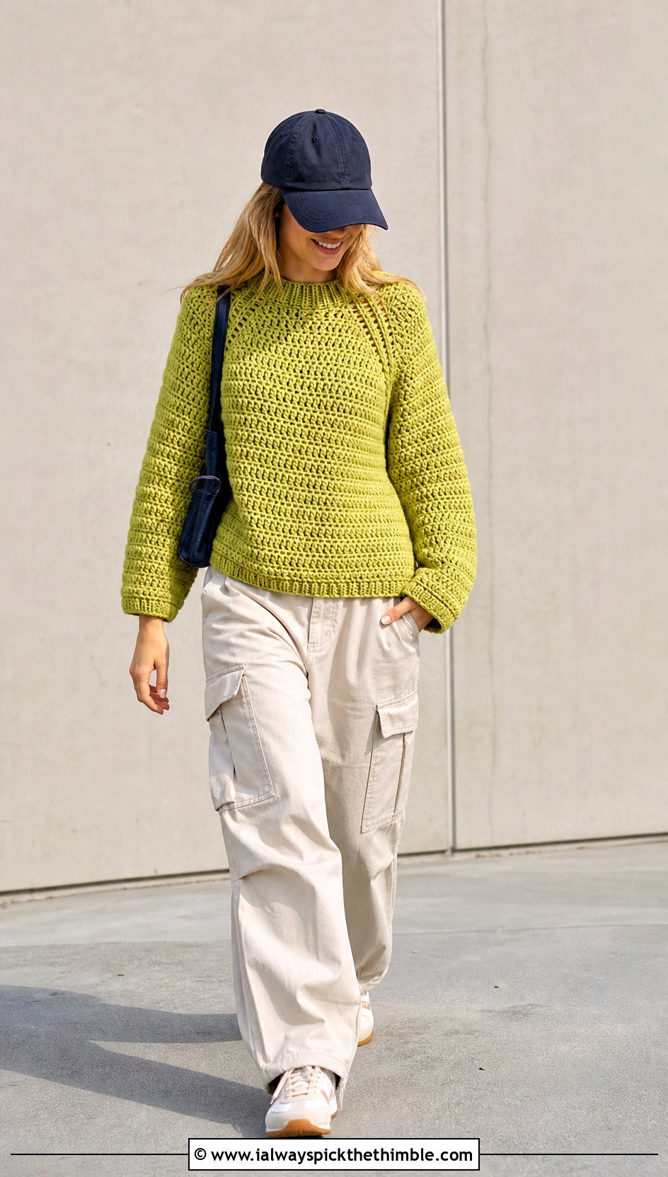 Raglan Fisherman Crochet Sweater With Cargo Pants - 20 Fisherman Crochet Sweater outfit ideas