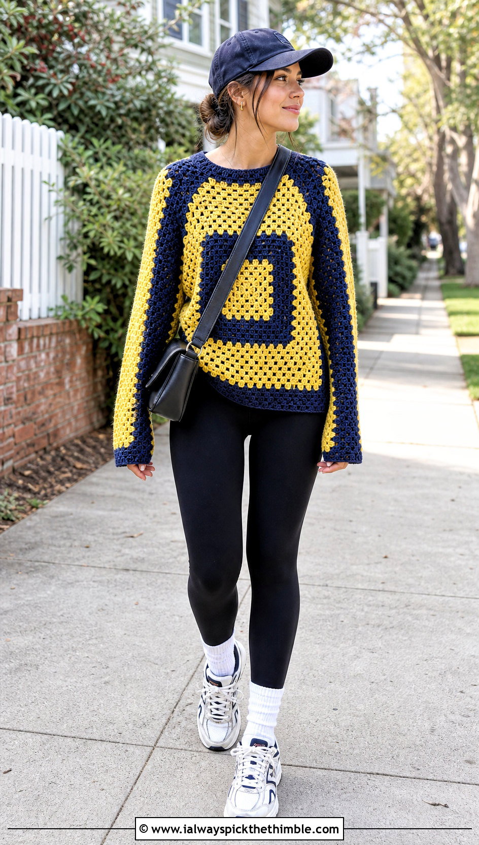 Raglan Mosaic Crochet Sweater With Leggings - 20 Mosaic Crochet Sweater outfit ideas