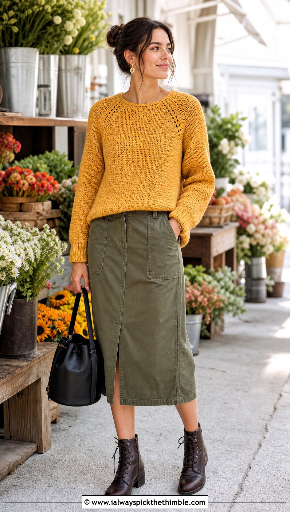 Raglan Moss Stitch Crochet Sweater With Utility Skirt - 20 Moss Stitch Crochet Sweater outfit ideas