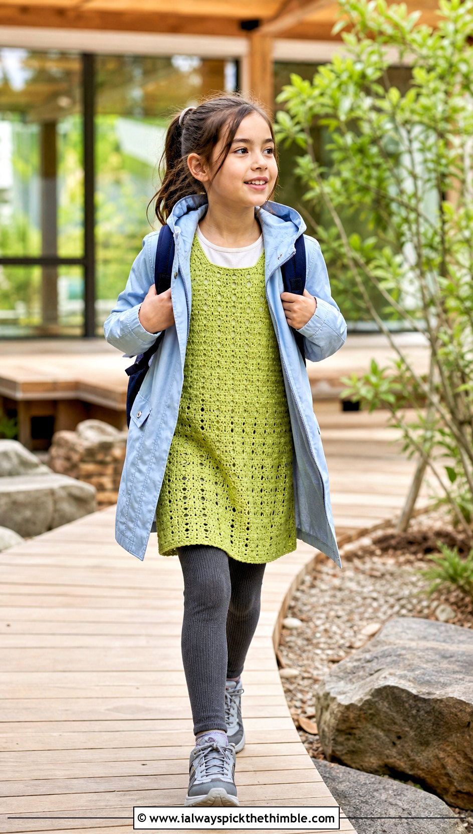 Raglan Sleeve Crochet Dress With Parka - 15 Crochet Childs Dress outfit ideas